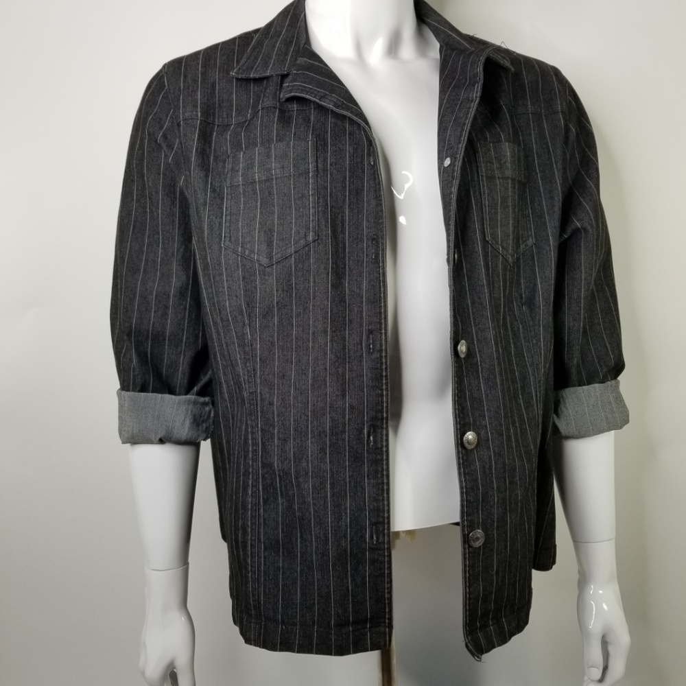 Liz & Me Denim Stripes Jacket Men's X-Large  Black